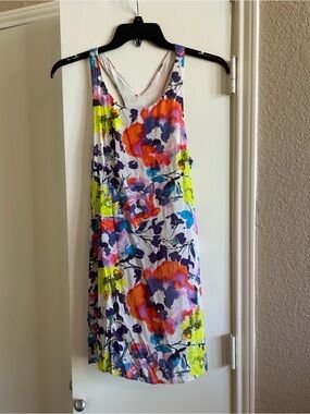 Alice + Olivia White Midi Dress with Neon Floral Print